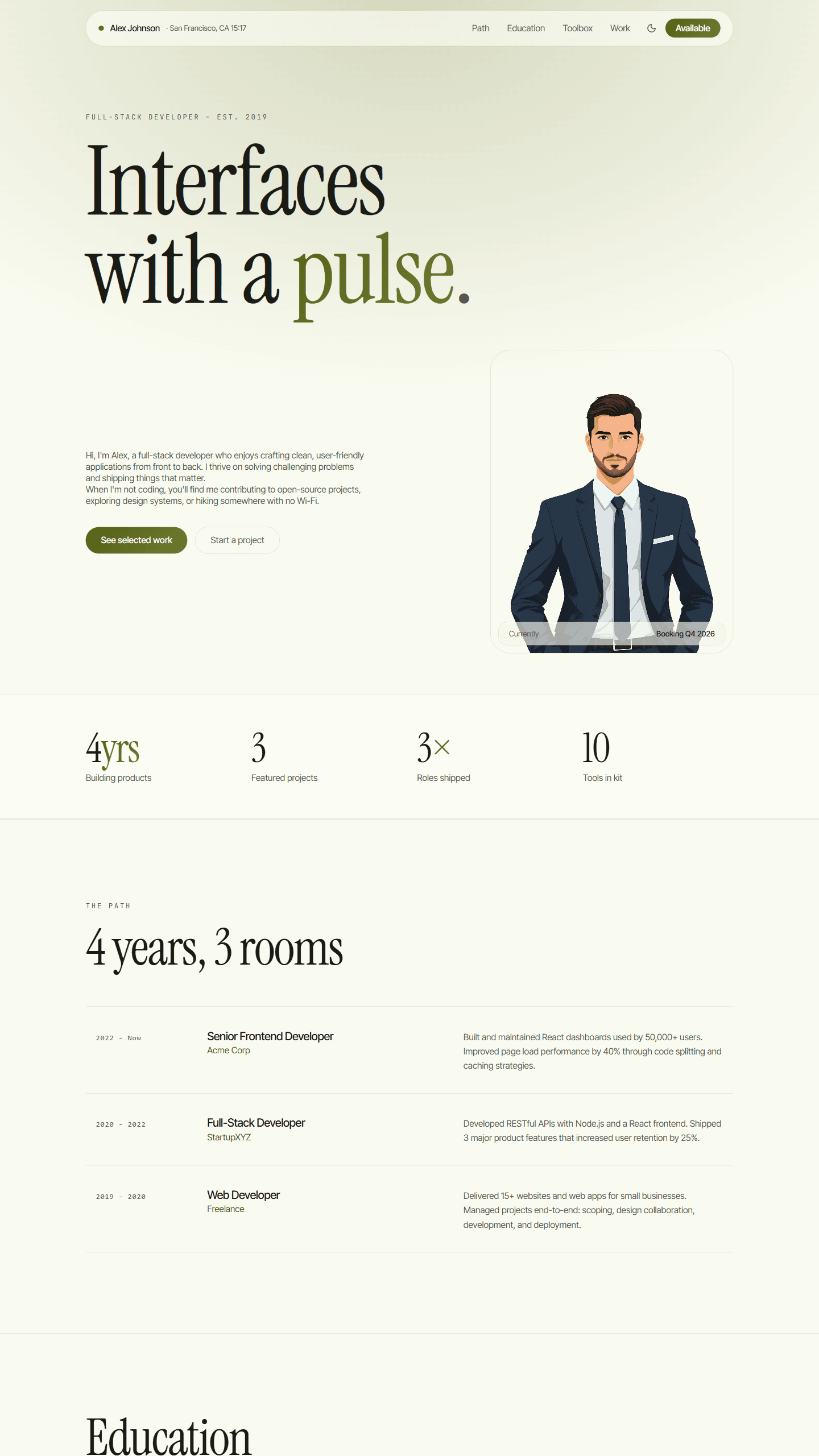 Aurora portfolio template